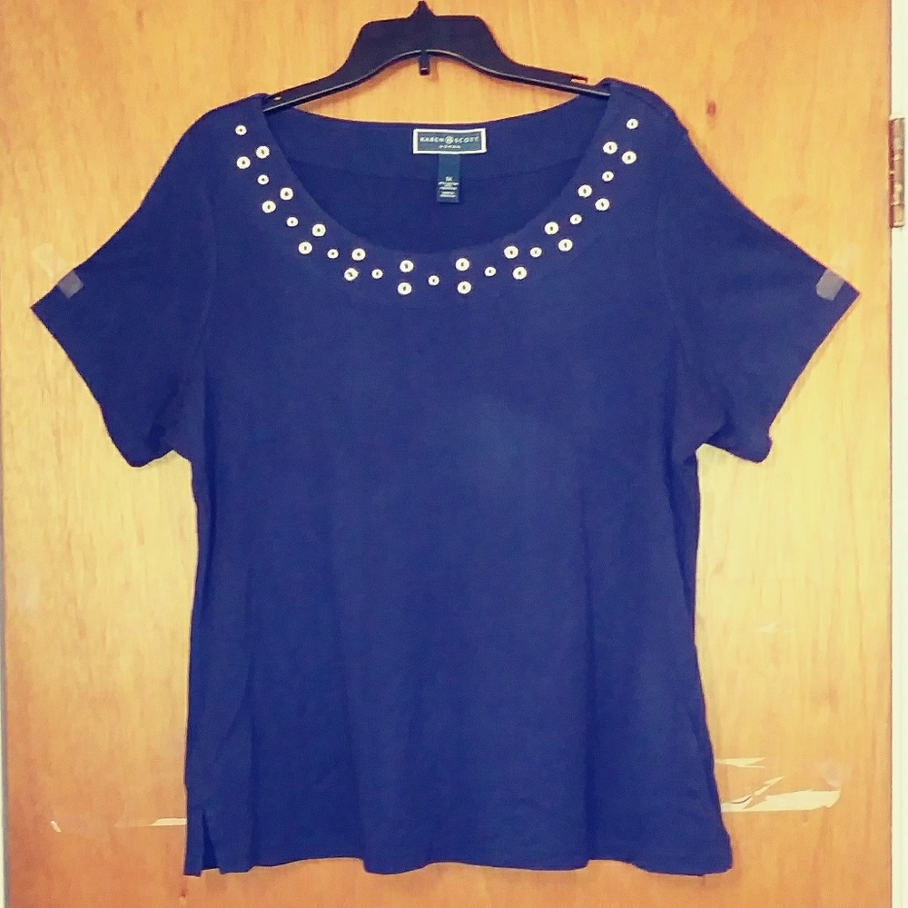 Karen Scott Navy Blue Sweater Top